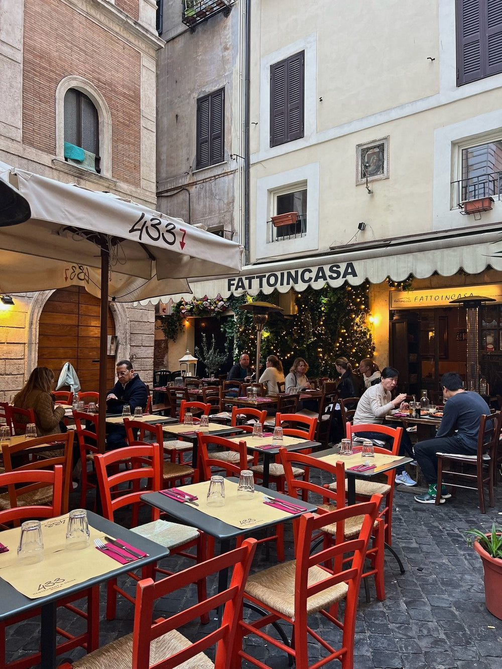 Trattoria tables in Trastevere, Rome
