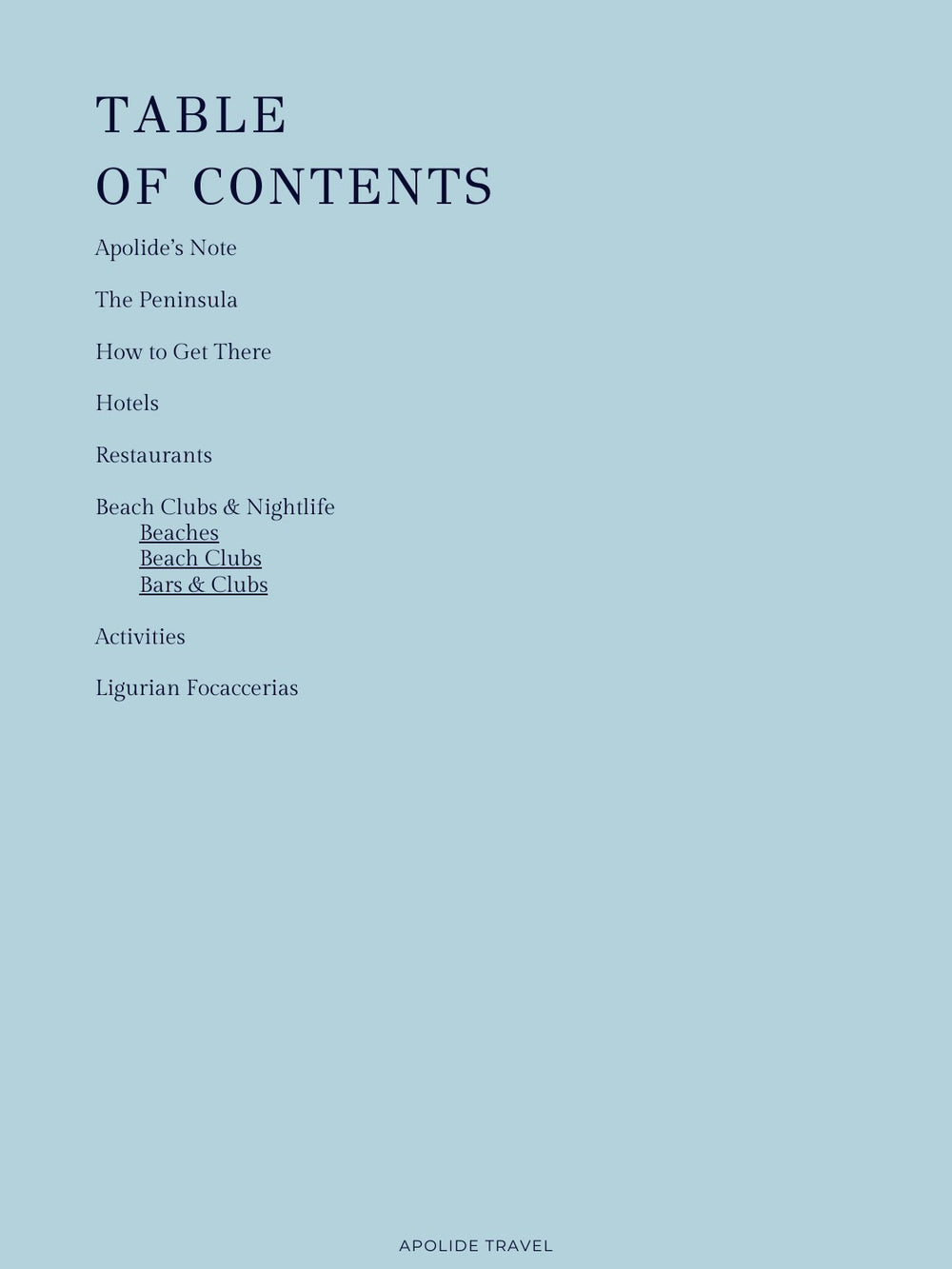 A sample page from the Portofino guide
