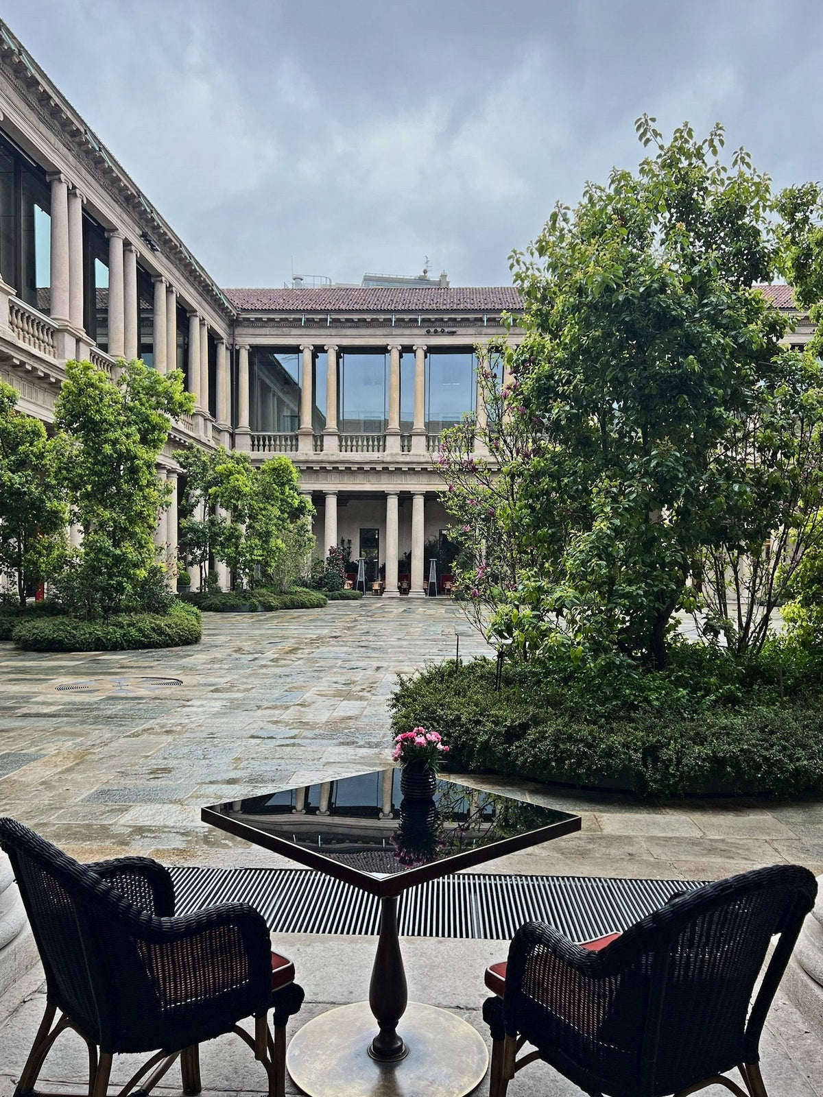 The courtyard terrace at Portrait Milano