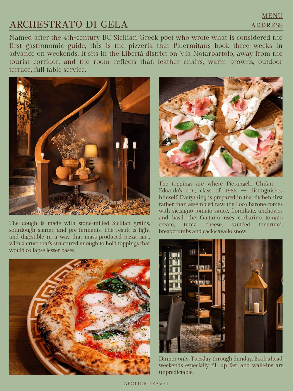 A sample page from the Palermo guide