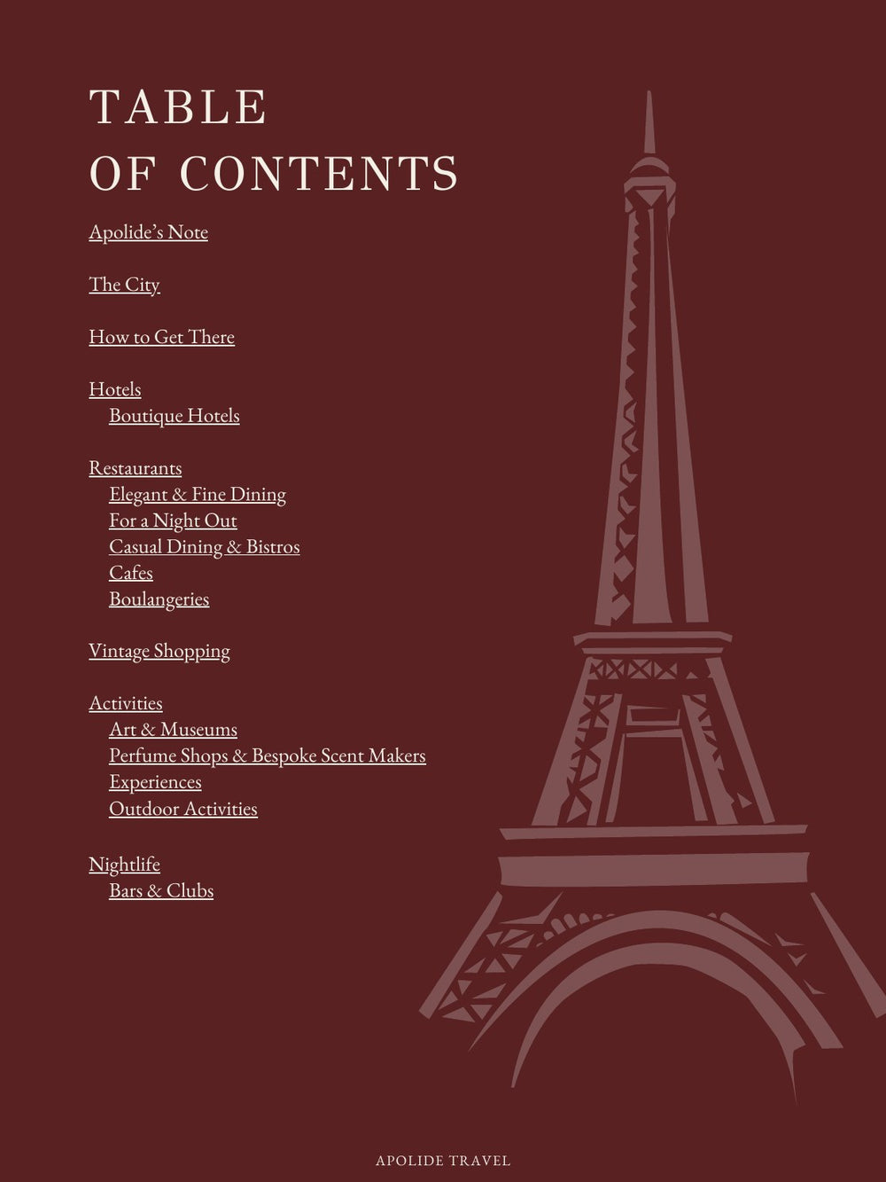 A sample page from the Paris guide